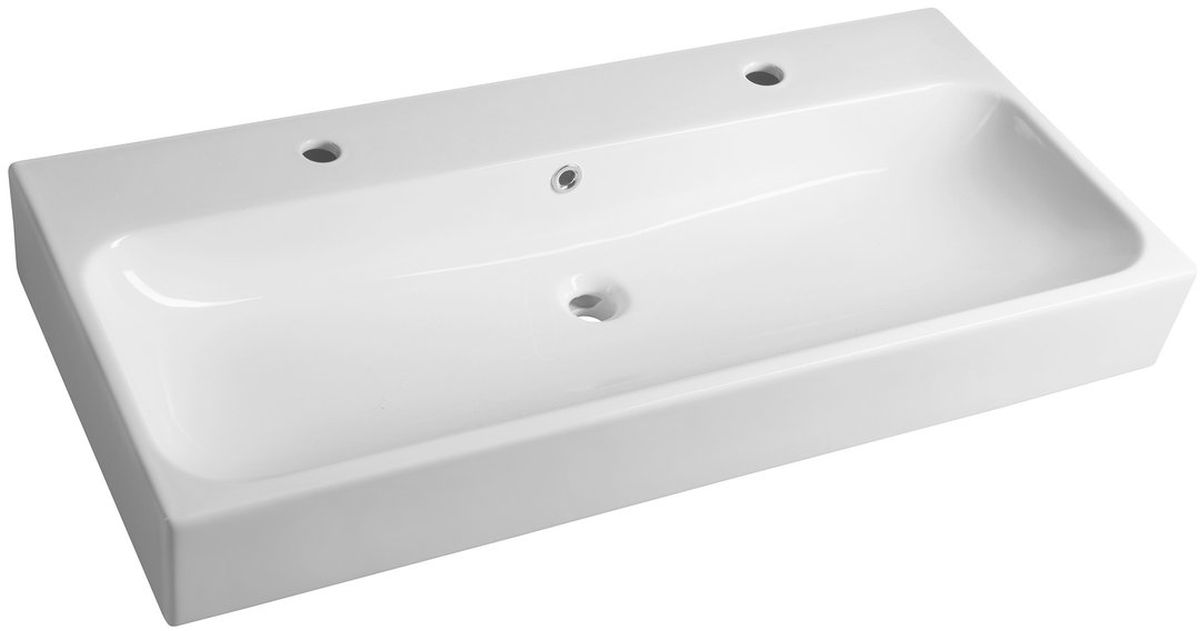 Darmowa Dostawa - Umywalka 101x46.5 cm prostokątna ścienna-podwójna biała Sapho Toridi TU0222