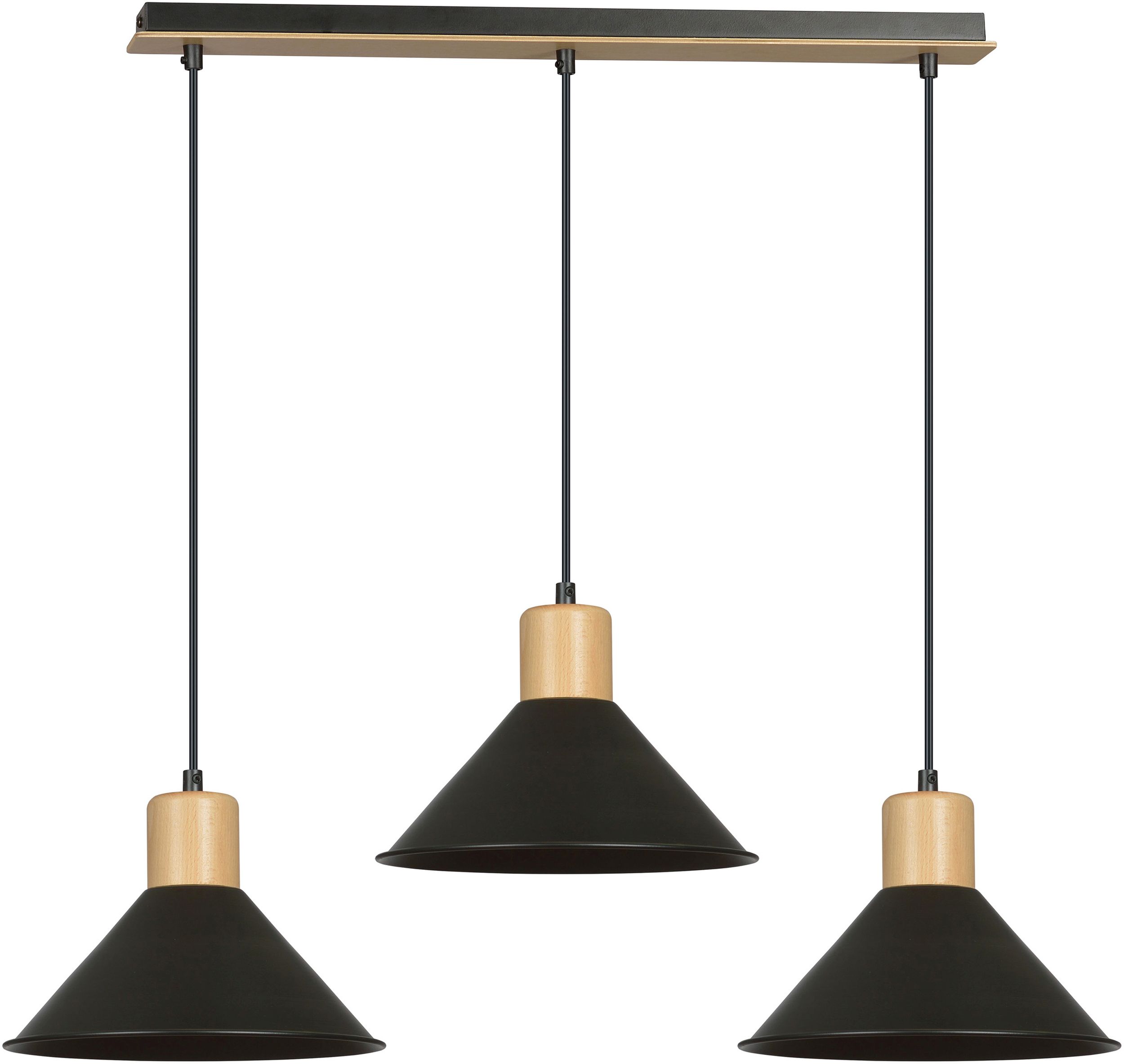 Darmowa Dostawa - Lampa wisząca 3x15 W czarna-drewno Emibig Rowen 10443