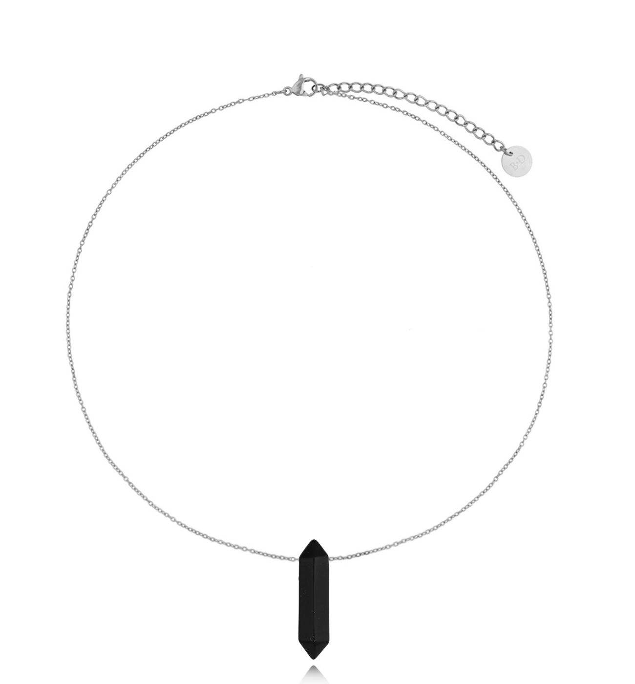 Naszyjnik srebrny z obsydianem Mader 38 cm NLB0301
