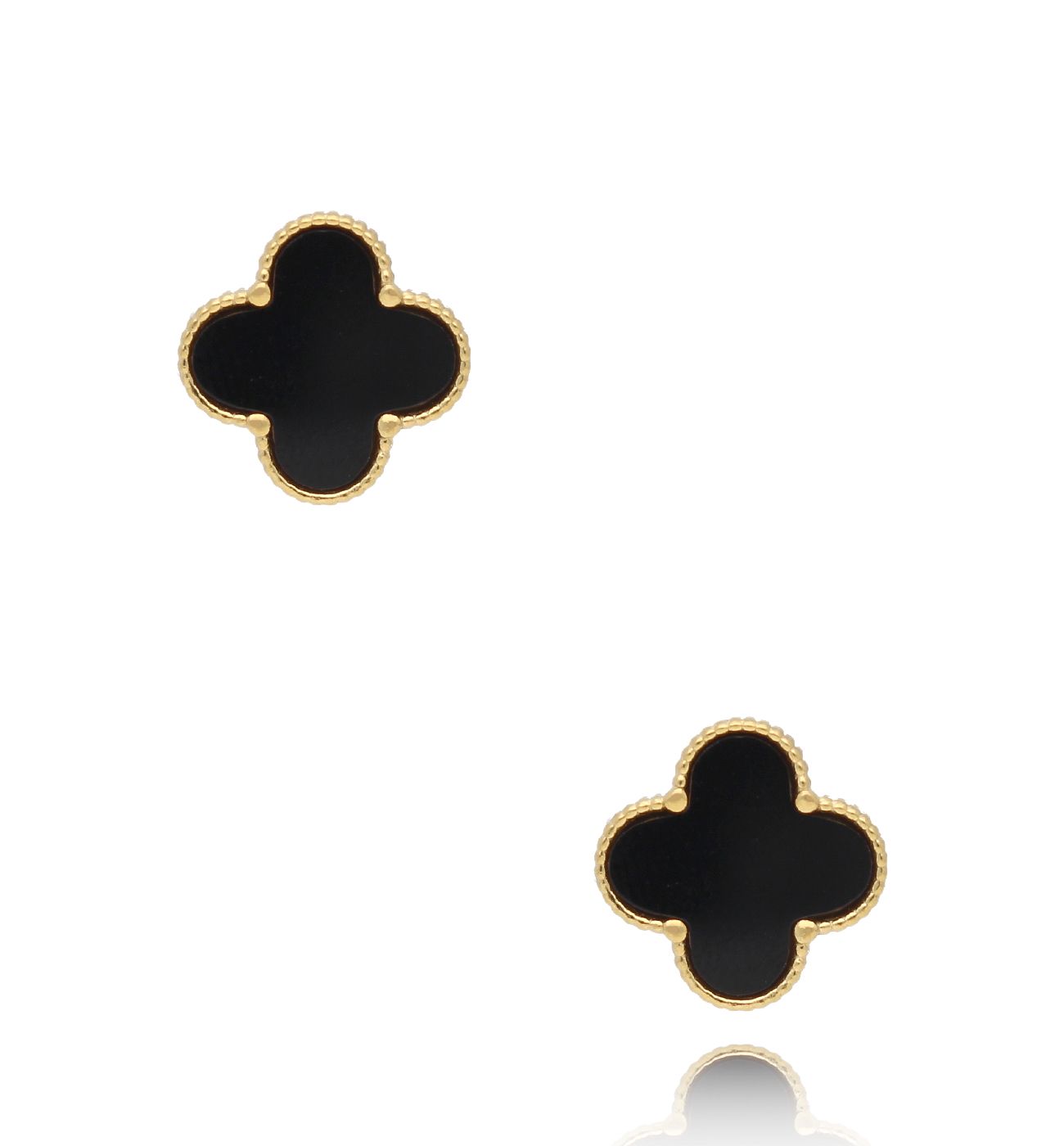 Kolczyki z czarnymi koniczynkami Pearls Clover KSY0025