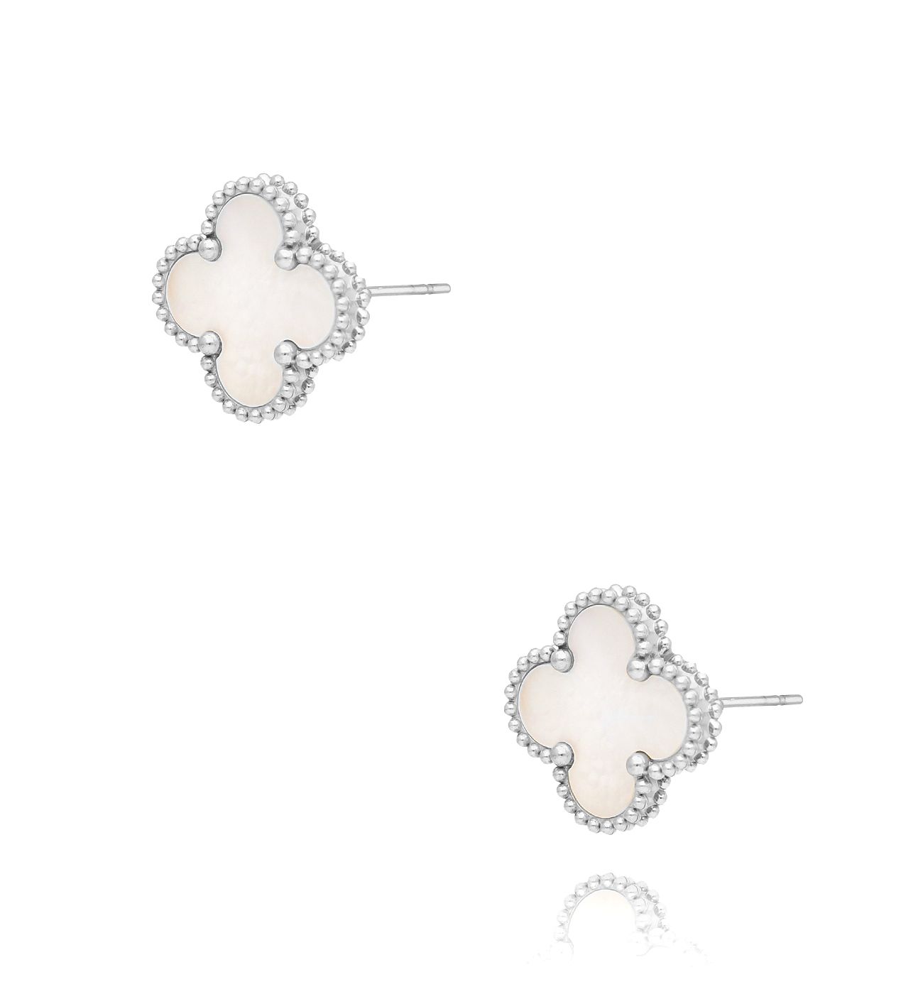 Kolczyki białe koniczynki Clover KSY0158 - By Dziubeka