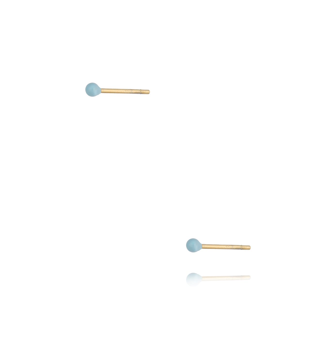 Kolczyki złote kulki z niebieską emalią 2 mm Enamel Balls - By Dziubeka