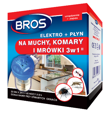 BROS ELEKTRO Z PŁYNEM NA KOMARY MUCHY MRÓWKI 3W1 - Petrostar