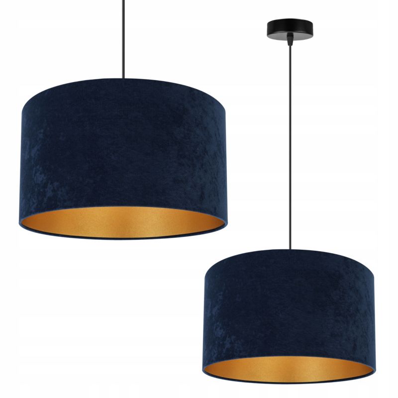 Lampa sufitowa wisząca Light Home LH Mediolan Welur 1x E27 60W niebieski/złoty 35cm 1szt.
