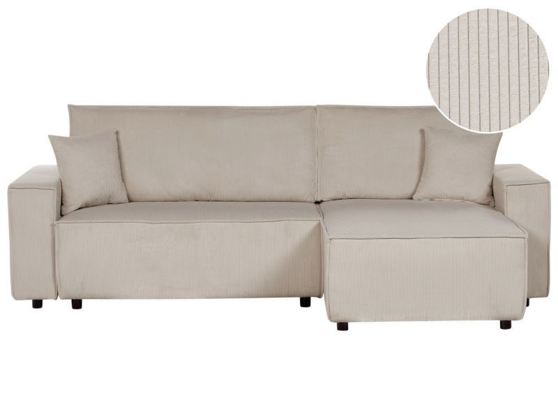Sofa rozkładana Abacka Beżowy Sztruks Lewostronny 1 szt.