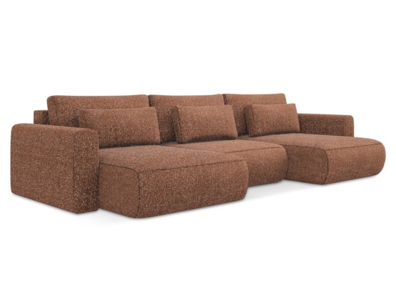 Sofa panoramiczna z funkcją spania Makamii Kapua z tkaniny plecionej 340x149 cm terakota 1 szt.