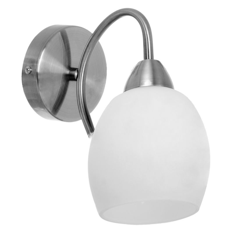 Kinkiet SPOT Light 1xE27 Max.60W Subtelne Połączenie Satyny z Białym Szkłem, Polski Producent, 1 szt.