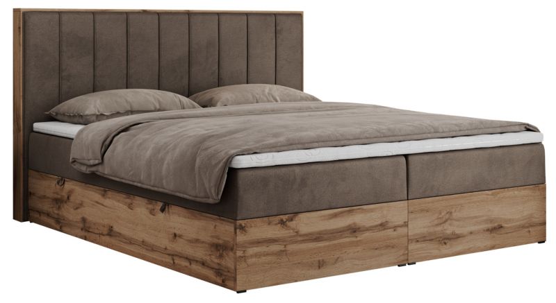 Łóżko kontynentalne MKS Meble BELLISSIMO 180x200 H4 brązowy welwet 1szt.