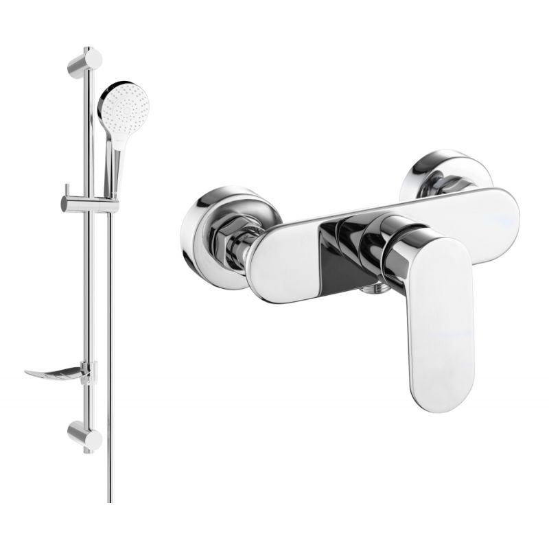 Bateria prysznicowa z zestawem Mexen Milo chrom 1 szt.
