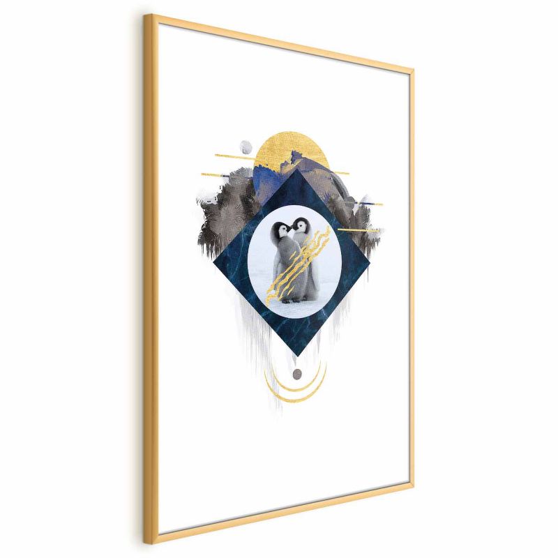 Plakat Artgeist Para pingwinów 21x30 cm z ramą złotą 1 szt