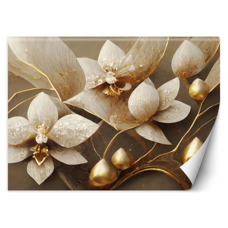 Fototapeta Feeby 3D Kwiaty glamour złoty 350x245 1 szt