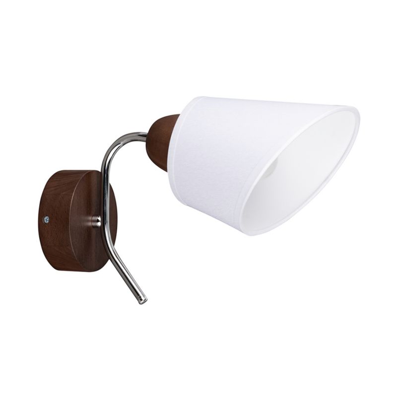 Drewniany Kinkiet SPOT Light 1xE27 Max.40W Drewno Bukowe Orzechowe z Białym Abażurem, Polski Producent, 1 szt.
