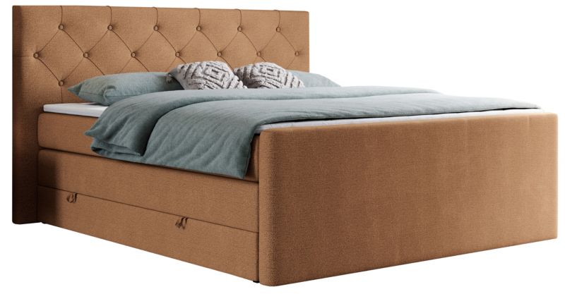 Łóżko kontynentalne MKS Meble KING VELEN 180x200 H4 pomarańczowy struktura 1szt.