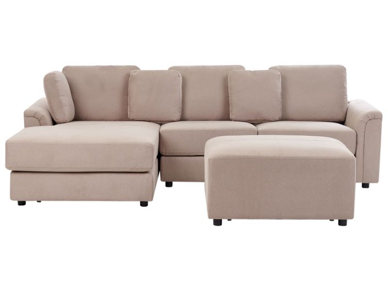 Sofa narożna prawostronna z otomaną Kohlo Beżowoszary Prawostronny 1 kpl