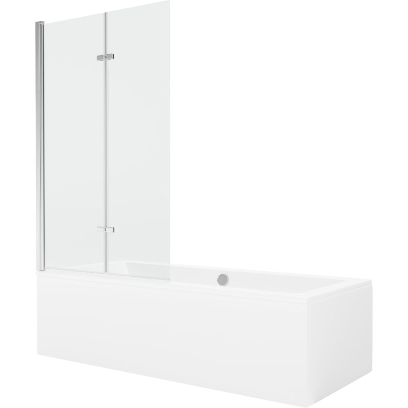 Wanna prostokątna Mexen Cube 170 x 80 cm z obudową i parawanem 2-skrzydłowym 100 cm transparent chrom 550517080X9210020100 1 szt.