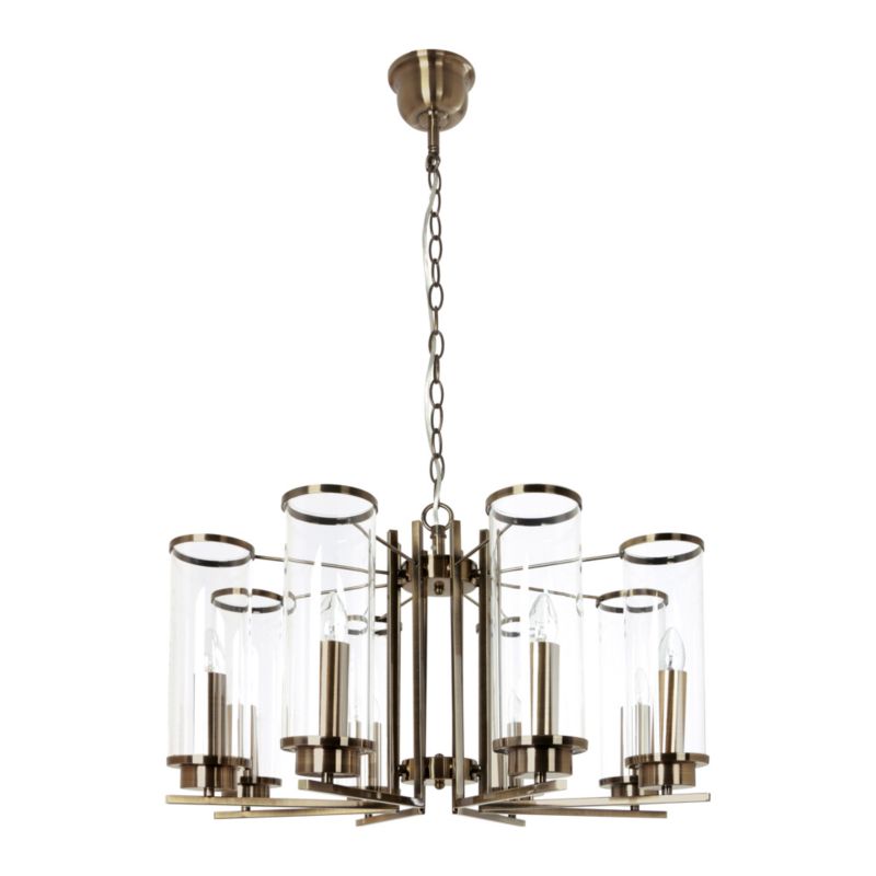 Lampa Wisząca SPOT Light 8xE14 Max.40W Kombinacja Patyny i Transparentnego Szkła, Polski Producent, 1 szt.