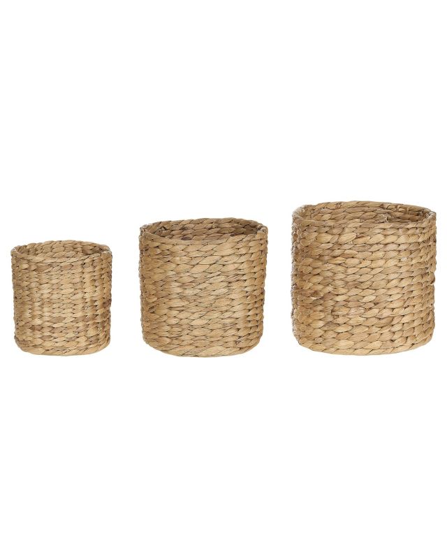 Zestaw 3 doniczek Ronquil Plecionka 16/20/24 cm Naturalny 1 kpl