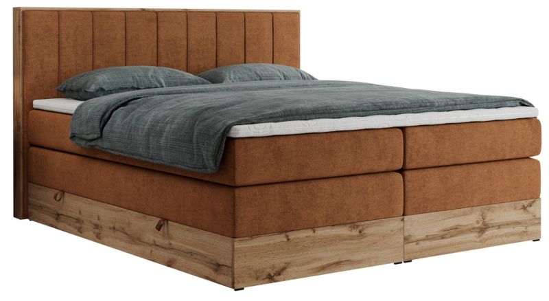 Łóżko kontynentalne MKS Meble BELLISSIMO KING 160x200 H4 pomarańczowy struktura 1szt.