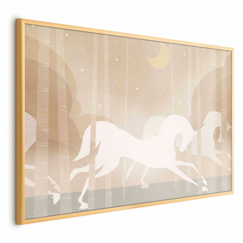 Plakat Artgeist Pędzące rumaki 90x60 cm z ramą złotą 1 szt