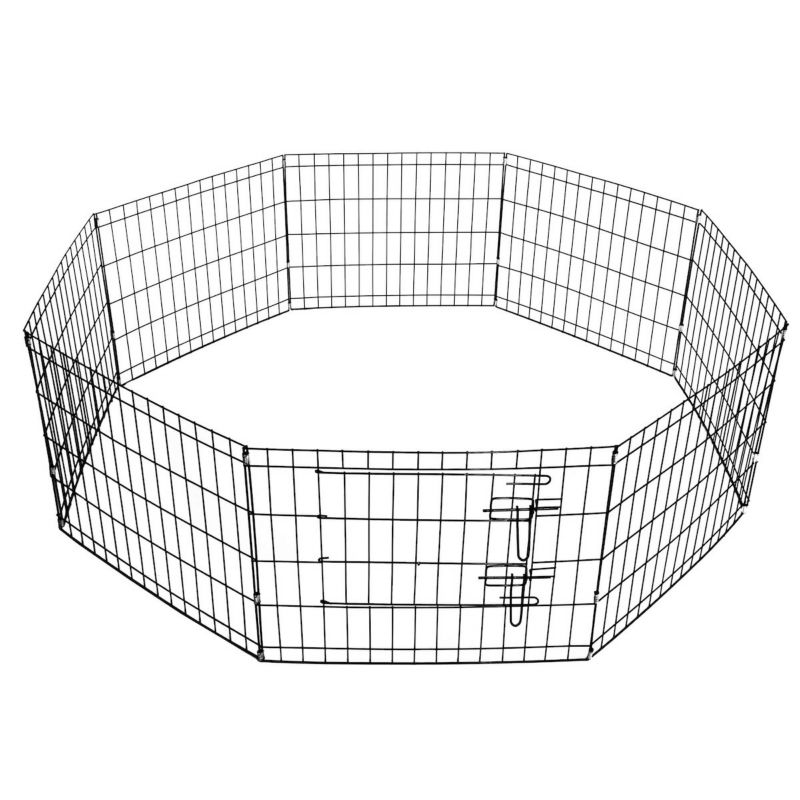 Kojec dla zwierząt Springos metalowy wybieg dla szczeniaków klatka dla psa 155x61 cm czarna 1 szt.