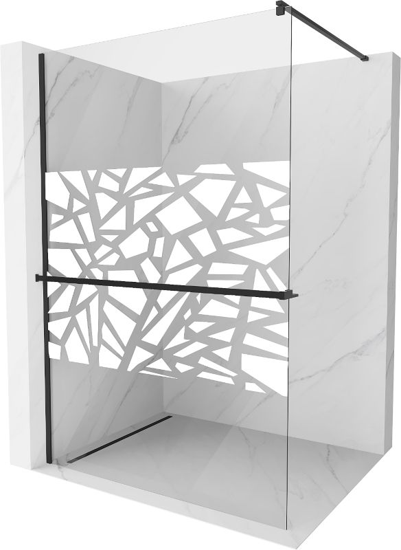 Ścianka prysznicowa Mexen Kioto+ biały wzór/czarny 100x200 cm 800-100-121-70-85 1 szt.