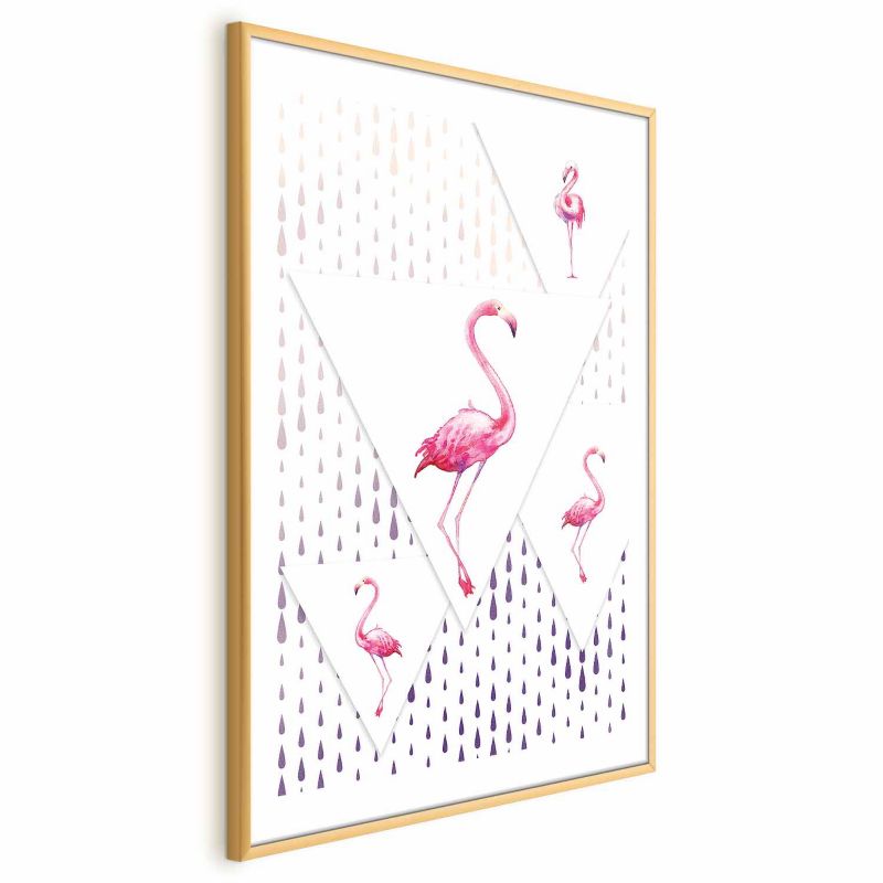 Plakat Artgeist Rodzina flamingów 40x60 cm z ramą złotą 1 szt