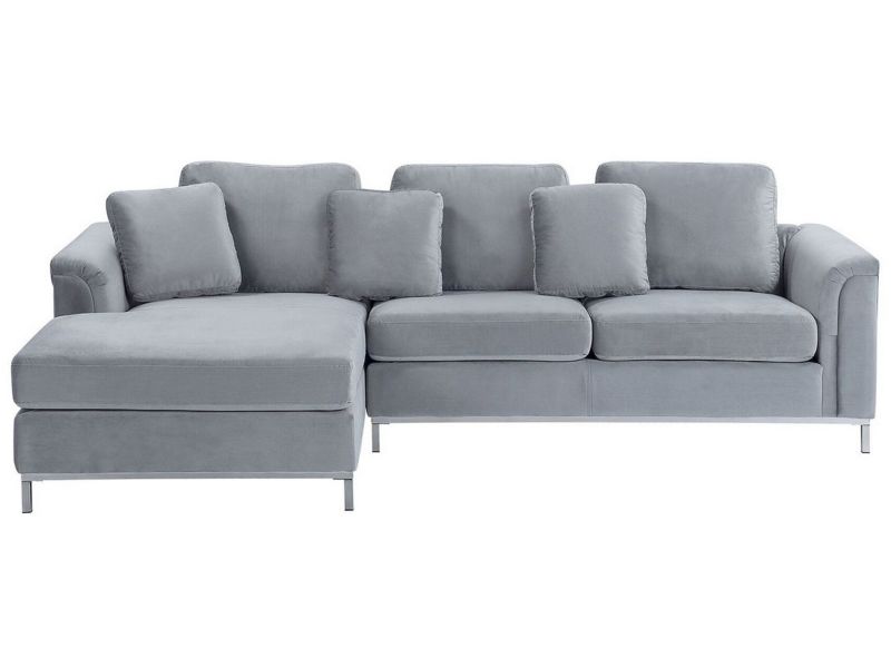 Sofa narożna prawostronna Oslo Szary Welur Prawostronny 1 szt.