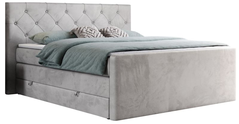 Łóżko kontynentalne MKS Meble KING VELEN 160x200 H4 jasnoszary welwet 1szt.