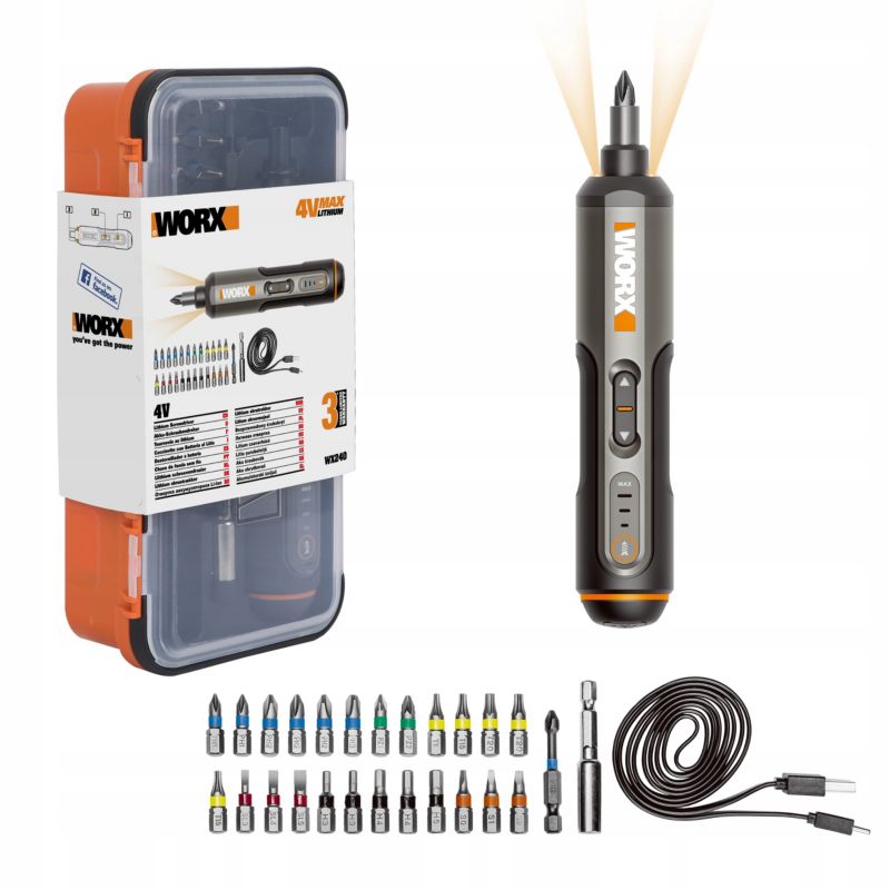 Wkrętak akumulatorowy WORX WX240 4V 1,5Ah 5Nm LED 1szt