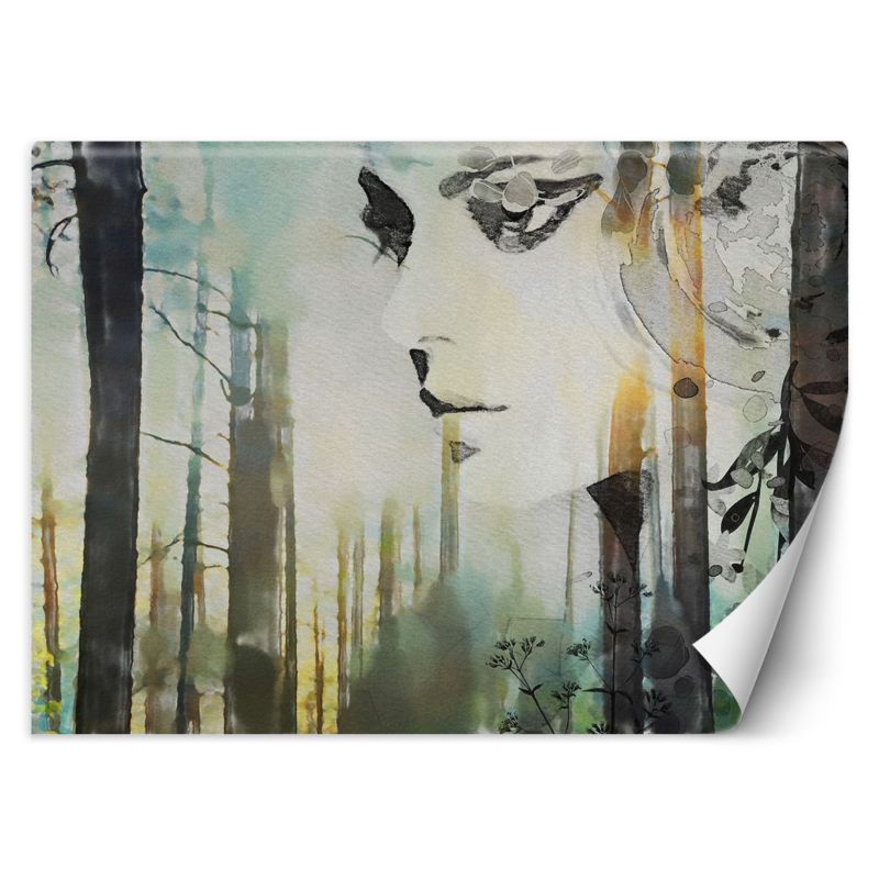 Fototapeta Feeby Pastelowa abstrakcja kobieta i las 150x105 1 szt