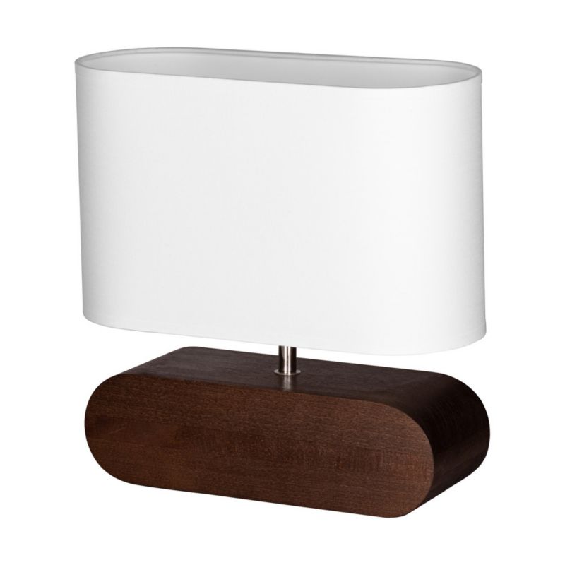 Drewniana Lampa Stołowa SPOT Light 1xE27 Max.25W Drewno Bukowe Orzechowe FSC z Białą Tkaniną, 1szt.