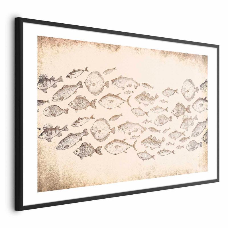 Plakat Artgeist Subtelne rybki 90x60 cm z ramą czarną 1 szt