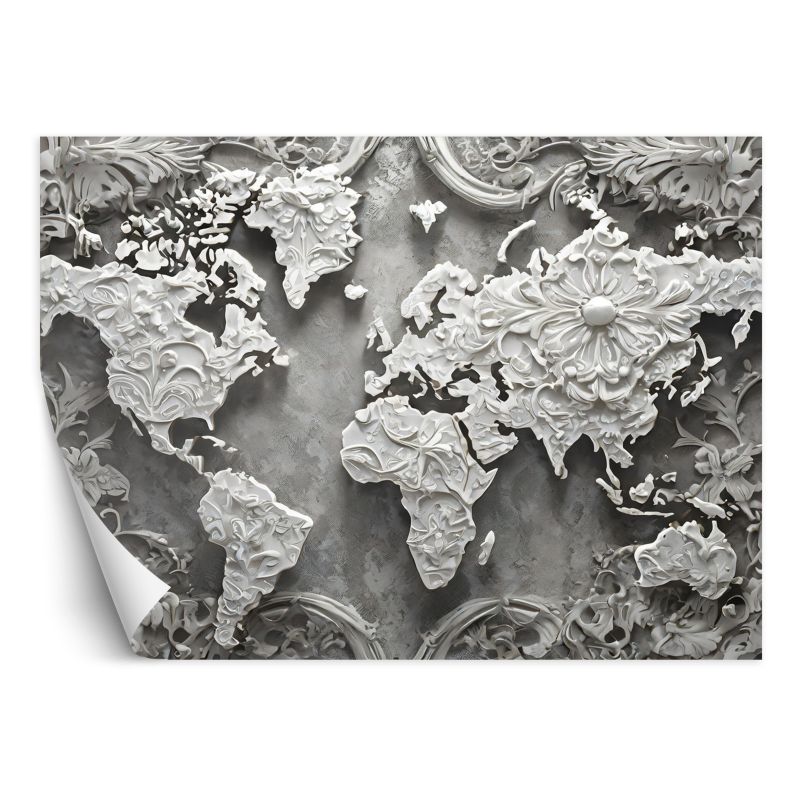 Fototapeta Feeby Mapa świata szary abstrakcyjny 200x140 1 szt