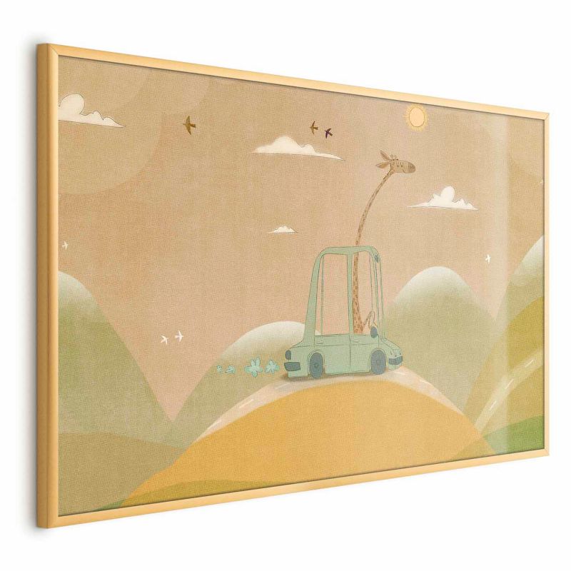 Plakat Artgeist Podróżująca żyrafa 90x60 cm z ramą złotą 1 szt