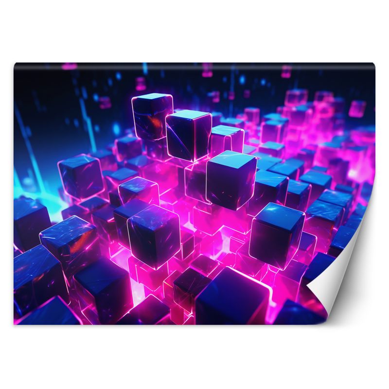 Fototapeta Feeby Neonowe kostki abstrakcja 3D 200x140 1 szt