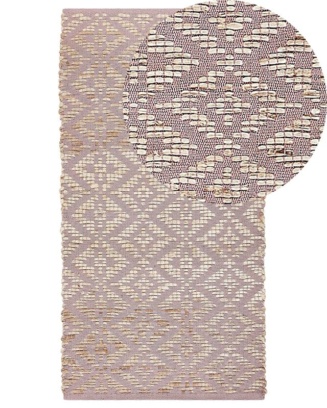 Dywan bawełniany 80 x 150 cm beżowy z różowym Gerze 1 szt.