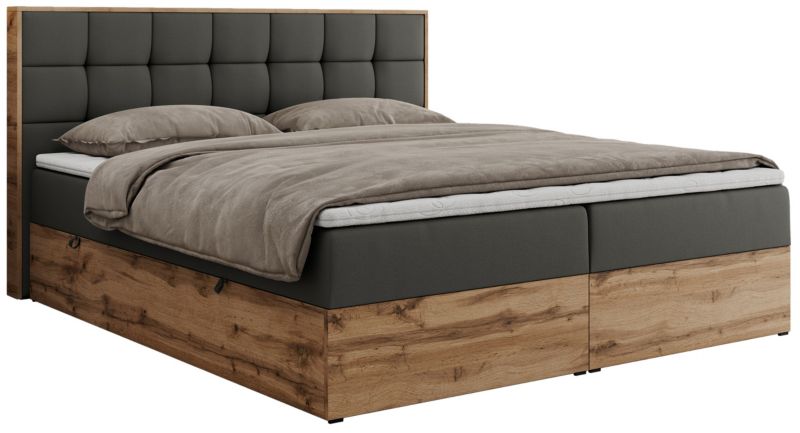 Łóżko kontynentalne MKS Meble ALBERO 1 160x200 H3 Szary ecoskóra 1szt.