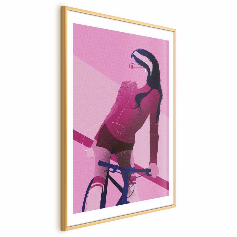 Plakat Artgeist Kobieta na rowerze 29,7x42 cm z ramą złotą 1 szt