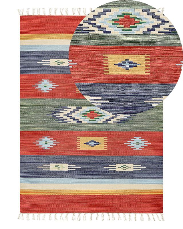 Dywan bawełniany kilim 140 x 200 cm wielokolorowy Kamaris 1 szt.
