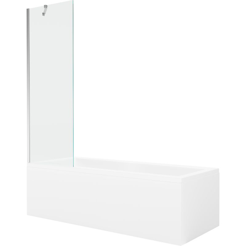 Wanna prostokątna Mexen Cubik 160 x 70 cm z obudową i parawanem 1-skrzydłowym 60 cm transparent chrom 1 kpl.