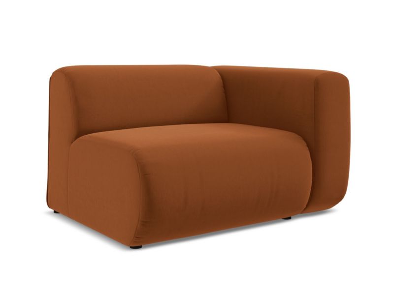 Moduł z podłokietnikiem prawy Makamii Ekahi z weluru 114x89 cm terakota 1 szt.