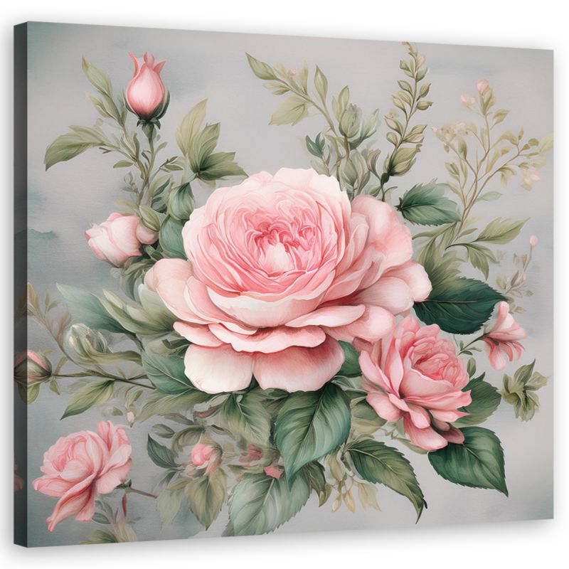 Obraz do salonu sypialni Feeby Różowe Kwiaty Shabby Chic 60x60 cm 1szt