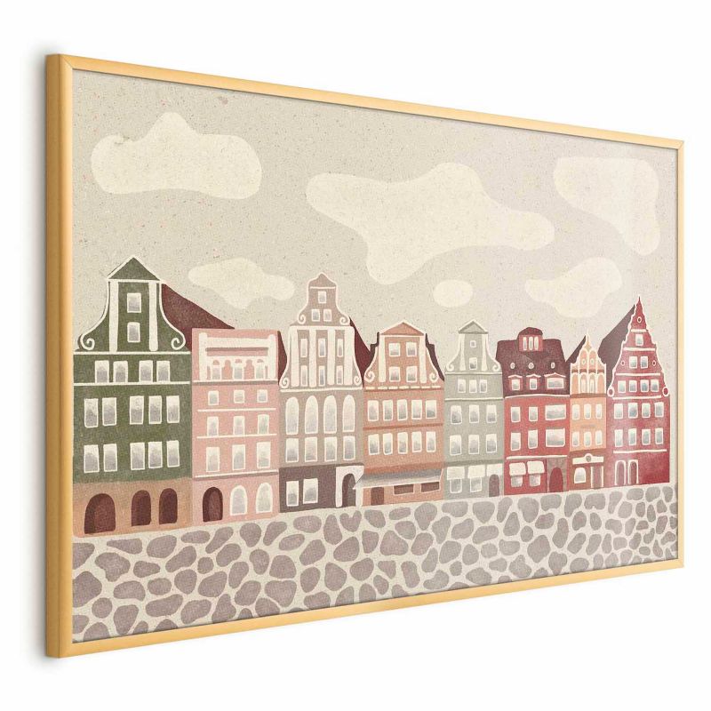 Plakat Artgeist Kolorowe Fasady 60x40 cm z ramą złotą 1 szt