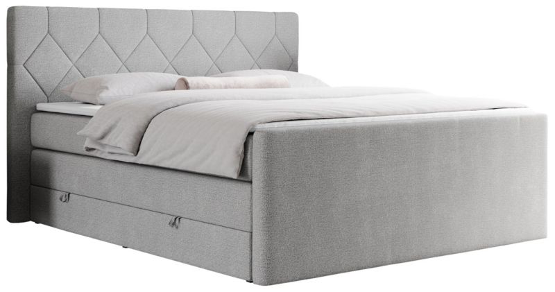 Łóżko kontynentalne MKS Meble KING EIGAR 140x200 H4 jasnoszary struktura 1szt.