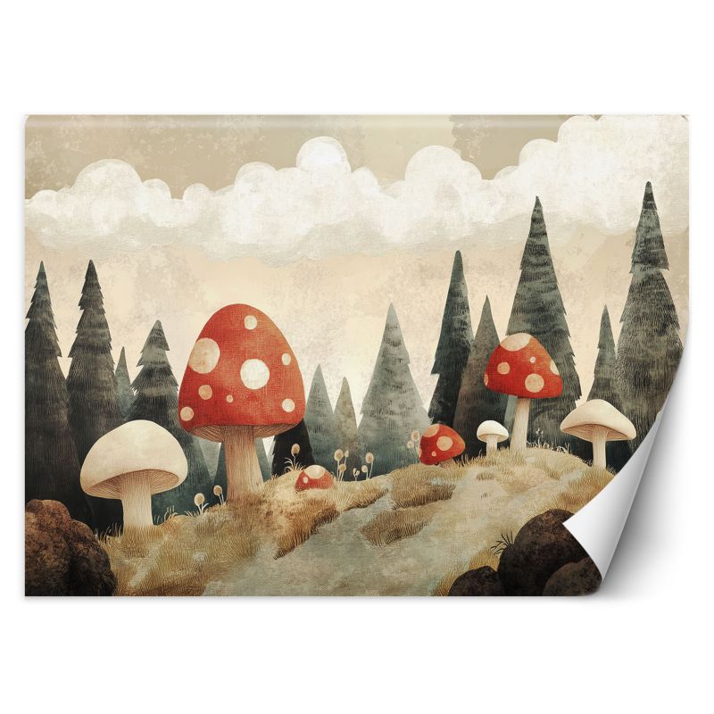 Fototapeta Feeby Grzyby Las Drzewa Natura Beżowy 200x140 1 szt