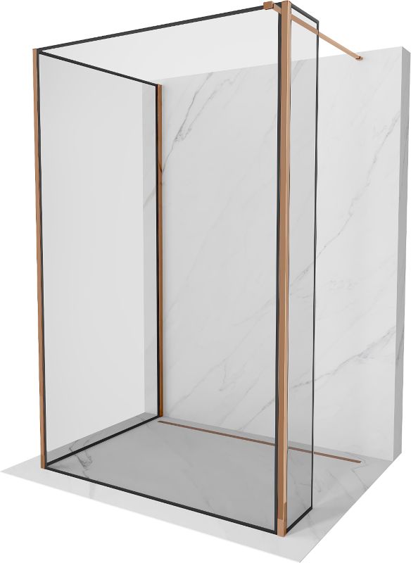 Ścianka prysznicowa Mexen Kioto czarny wzór/różowe złoto 140x70x40 cm 800-140-070-221-60-70-040 1 szt.
