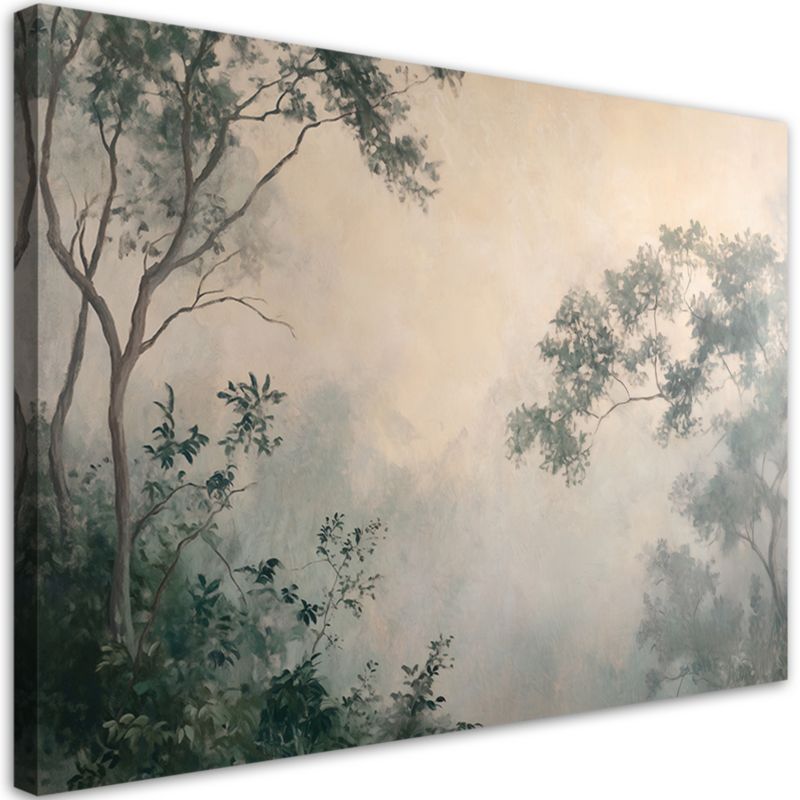 Obraz do salonu sypialni Feeby Las we mgle Beżowy 90x60 cm 1szt