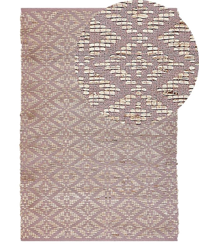 Dywan bawełniany 140 x 200 cm beżowy z różowym Gerze 1 szt.