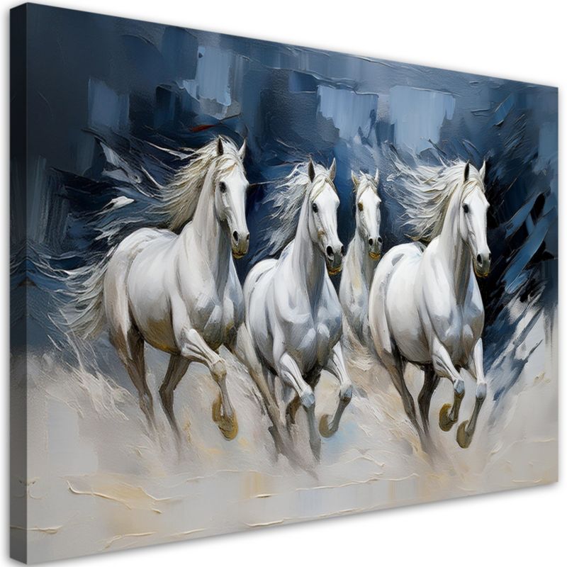 Obraz do salonu sypialni Feeby Białe Konie w galopie 100x70 cm 1szt