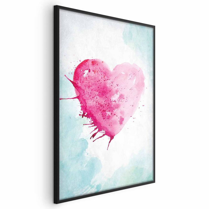 Plakat Artgeist Akwarelowe serce 40x60 cm z ramą czarną 1 szt